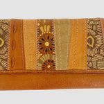 Fossil Forrest Fairy Boho  Tan Brown Patchwork Suede Leather Envelope Wallet Photo 0