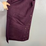 Luii Burgundy Hooded Sleeveless Vest Size M Lace Up Sides Pockets Longline Purple Size M Photo 2