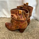 Schutz leather boots slouch ankle boots multi color doodle drawing floral Size 8 Photo 5
