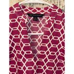 Brooks Brothers 346  Tunic Top size XS Pink Geometric V-neck Photo 2