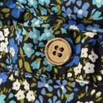 BURU Women XS Blue Floral Print Boat Neck Elbow Sleeve Button Cuff Top Boho Black Size XXS Photo 4