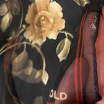 Elaine Gold Floral Print Scarf Black Photo 2