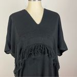 Apiece Apart  Black Fringe Tunic Poncho One Size Photo 2