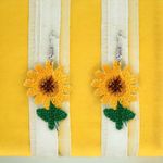 Cute Crochet Style Dangle Earrings Trendy‎ Sunflower Design Braiding Jewelry Yellow Photo 3