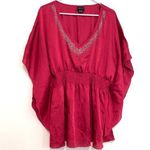 Torrid OLD TAG Plus Size Raspberry Red Beaded Sequin Satin Kimono Sleeve Blouse Photo 0