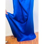 Ramy Brook NWT  Blue Satin Stretch Column Fit Open Back Milan Gown Dress Size 6 Photo 4