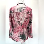Chico's Chico’s Pink Gray & Ivory Leaves Satin Cotton Blend Button Front Shirt Jacket Photo 4