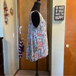 Loft blue with red, pink and green floral print tank top size L Photo 1