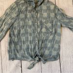 Be cool size large blue plaid long sleeve tie front button shirt Photo 3