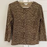 Garnet Hill Merino Wool Cardigan Sweater Women S Cheetah Animal Print Button Photo 2