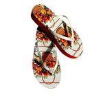 Tory Burch NEW 6 Flatform Flip Flop White Cloud FruitBasket Orange Rubber Sandal Photo 4
