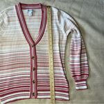 Nine West Preppy Striped Sweater Cardigan Classic VNeck Size M Button Front  Fall Photo 8