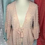 Kori  Cream Textured Tie-Front Top Photo 0