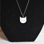 Source Unknown Hello Cat White Faced Kitty Silver Tone Link Chain Cottagecore Fairy Necklace Photo 1