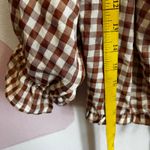 Brown Gingham Peasant‎ Top, Cottagecore Soft Girl Preppy Retro XL Photo 3