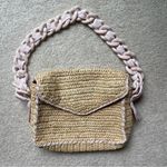 Pamela Munson Las Olas Raffia Shoulder Bag Pink Ribbon Strap Purse Straw Photo 3