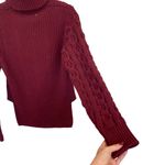 MM6 Maison Margiela Cable Knit Wool Turtle Neck Sweater In Burgundy Size XS Photo 8