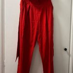 TFNC Red Holiday Strapless Jumpsuit with Bow Back Photo 1