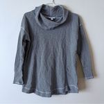J.Jill Womens Cowl Neck Top Long Sleeve Top Ribbed Gray White SZ Small Photo 0