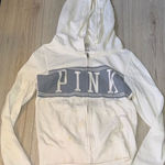 Victoria's Secret  PINK White grey zip up sweatshirt sweater Photo 0