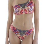 True Colours by La Moda Womens 2PC Embellished Bikini Swimsuit L Red Size L Photo 0