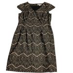 Liz Claiborne  Formal Dress Sz 14‎ Black Lace W/ Nude Short Sleeve Knee Length Photo 5