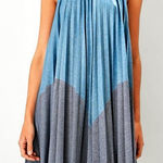 Free People Pleated Love Metallic Two- Tone Blue Mini Dress Size XL Photo 0