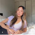 SheIn lilac purple front tie cut out cotton tshirt fitted crop top Photo 1