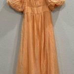 Showpo Roshina Puff Sleeve Midi Dress Womens Sz 2 In Orange Cottagecore Wedding Photo 3