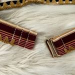 SheIn Brown Tan Red Burgundy Striped Embroidered Boho Triangle Bikini Top Sz S Photo 24