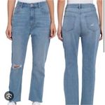 Avec Les Filles  High Rise‎ Straight Jeans Size 30 Distressed Cropped Blue Denim Photo 1