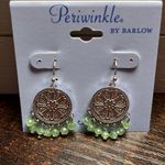 Periwinkle by Barlow Bohemian Drop Earrings – Pale Green Beads Silver Photo 2