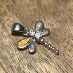 Sterling Silver Opal CZ Dragonfly 925  Pendant Photo 3