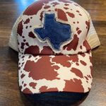Cow Print Ponytail Trucker Cap With Denim Texas Patch Photo 0