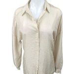 Mango MNG Women's Cream White Pinstripe Long Sleeve Button Up Shirt Blouse Top 4 Photo 0