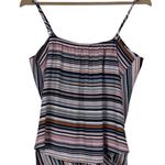 Allison Joy  Surplice Top Womens M Pink Black Striped Boho Y2K Retro Coastal Photo 2