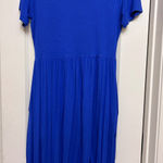 Linea Donatella Royal Blue Jersey Knit Midi Dress with Pockets Size Large Casual Photo 0