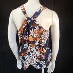Dress Master Blue & Orange Floral Sleeveless Blouse Photo 3