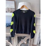 Brodie Cashmere Cashmere Pixel Heart Sleeve Crew Neck Jumper – Black/Yellow Size Black Photo 3