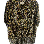 Urban Outfitters  Size S Animal Print Button Down Shirt Blouse Tie Front Boxy Photo 0
