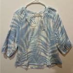 Soft Surroundings  Blaine Gauze Pullover Blue Palms Light Blue Blouse Photo 0