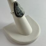 SNOWFLAKE Obsidian Genuine Stone 925 Sterling Silver Ring Black Size 6 Photo 1