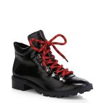 Schutz  Patent Leather Hiking Boots Booties,‎ Red Laces/Black, Size 6.5, NWOT Photo 2