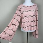 Maverick The Collection Sweater Top Womens Large Crochet Lace Bell Sleeve Boho L Pink Photo 1