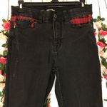 Hot Topic  Distressed Black Jeans Ripped Knees Plaid Top Design High Waist Photo 2