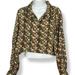 Vintage Blouse DIY Crop Top Block Pattern Long Sleeve Funky Button Photo 0