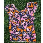 Anthropologie Maeve by  Pink Orange Purple Catie Ruffle-Sleeved Tee Size Medium Photo 2