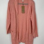 GRECERELLE PINK LONG SLEEVE WITH POCKETS BRAIDED DESIGN CARDIGAN MEDIUM Photo 0