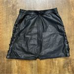 Vtg Y2K Black Leather Concho Mini Skirt Size XS Photo 1