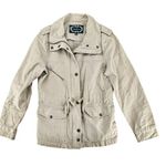 Vintage Y2K Ambiance Mid Length Trench Jacket Tan Khaki Color Cinched Waist S Photo 0